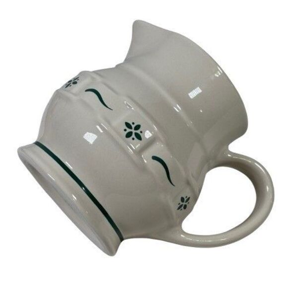 Longaberger Pottery Creamer Woven Tradition Green Cream Pitcher Gravy Syrup Milk - Picture 7 of 8